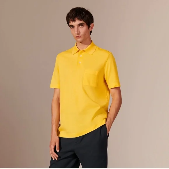 Hermes Jaune Vif Cotton Polo Shirts Size M