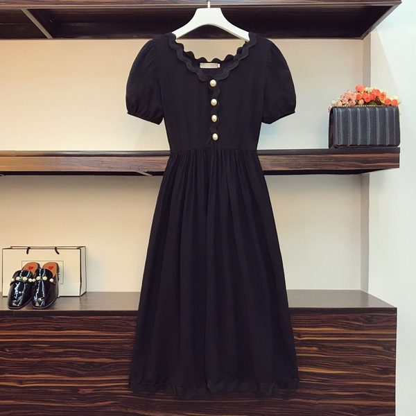 เดรสคนอ้วน เดรสสาวอวบ ชุดเดรสคนอ้วนวัยรุ่นแขนสั้น BY PLUS SIZE Girl