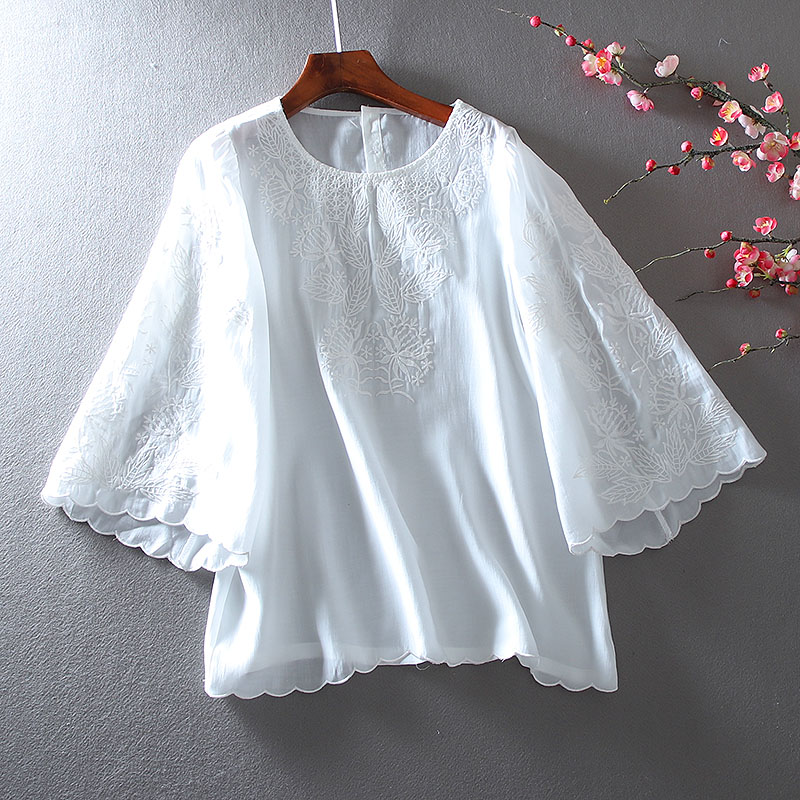 เสื้อลินิน เสื้อผ้าฝ้ายลินิน เสื้อเชิ้ตผ้าลินิน ปักลายสวยๆด้วยด้าย สไตล์VINTAGE BY Dreamroom