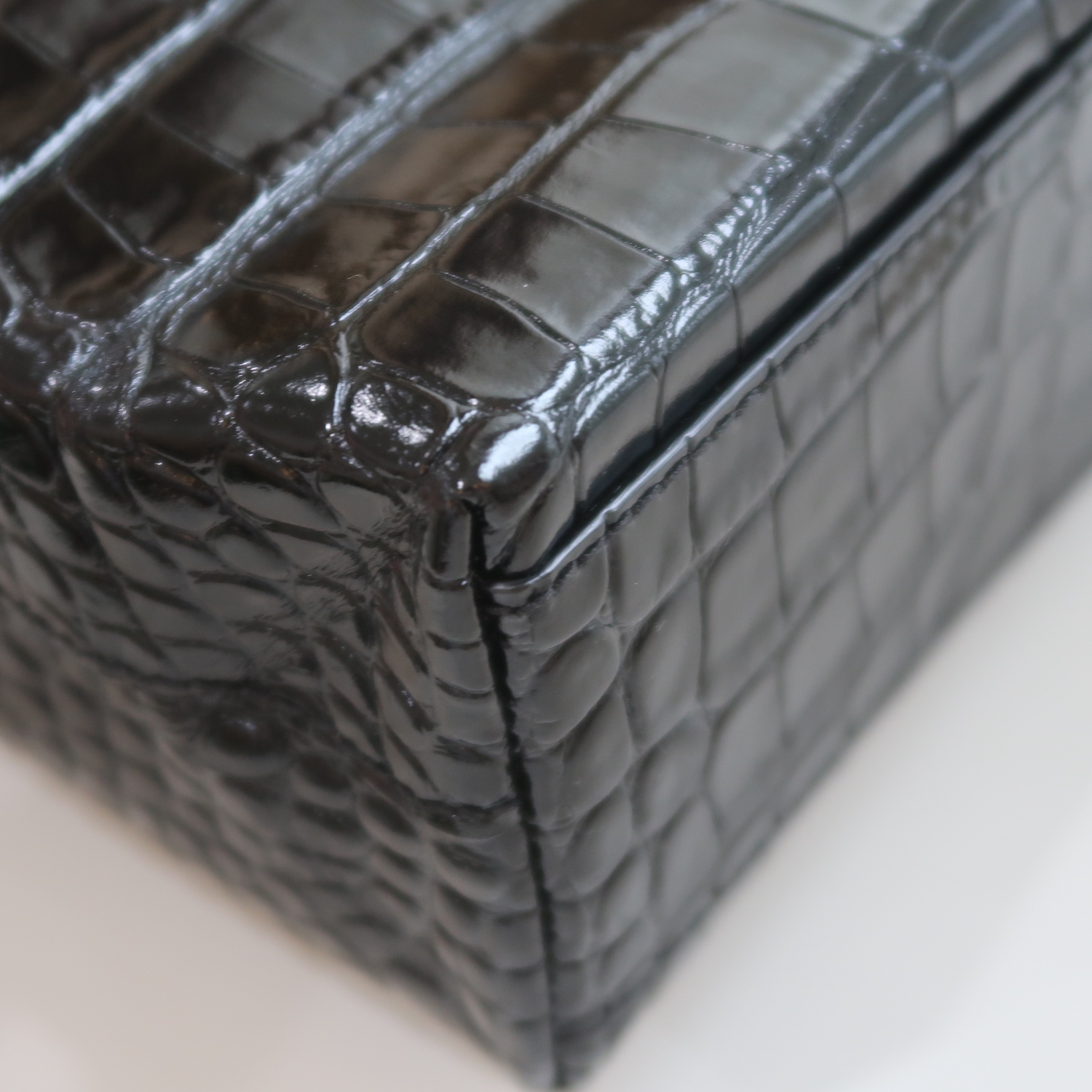 Balenciaga Black Croc Calfskin Shopping Tote XXS