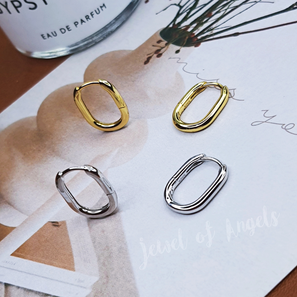 ต่างหูเงินแท้ S925 ต่างหูห่วงตัวยู รุ่น Sunset สีทอง สีเงิน มินิมอล เงินแท้ทั้งชิ้น silver925