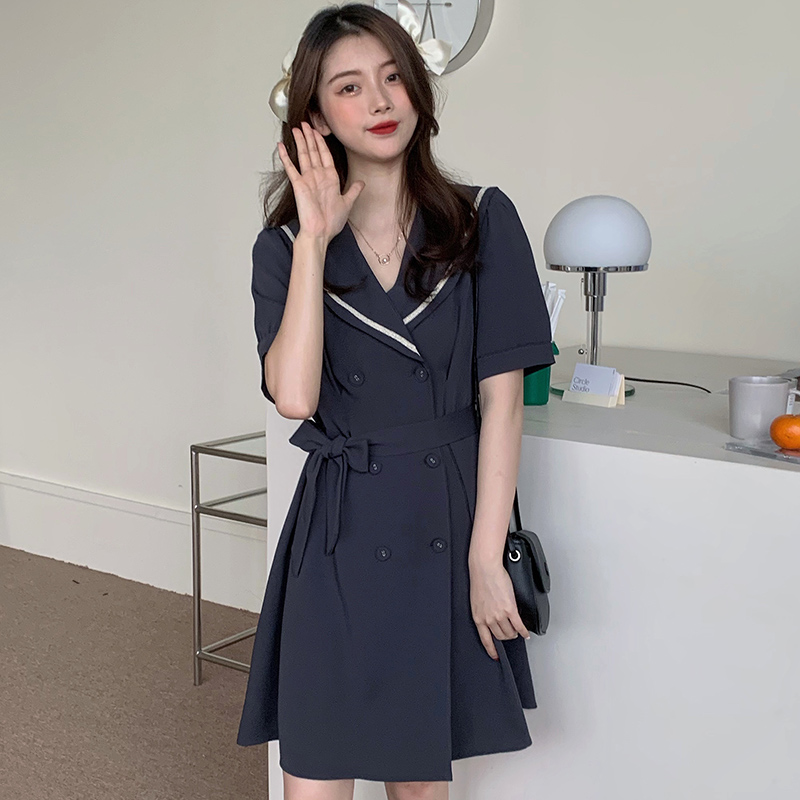 เดรสแขนสั้นมีไซส์L-4XLอก38-47นิ้ว