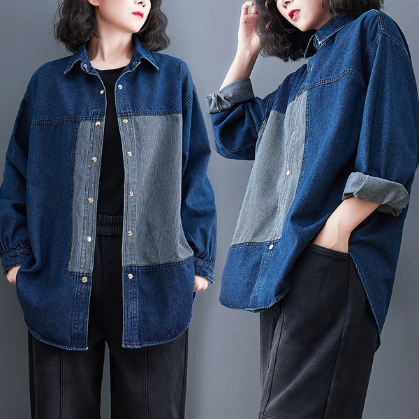 เสื้อทีเชิ้ตคนอ้วนผู้หญิงสไตล์คอตตอนลินินมีไซต์อก 47-48 นิ้ว