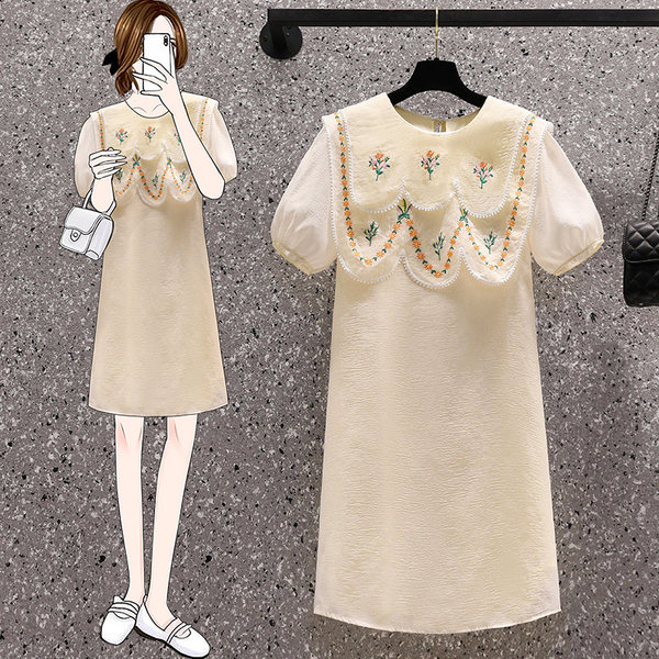 เดรสคนอ้วน เดรสสาวอวบ ชุดเดรสคนอ้วนวัยรุ่นแขนสั้น BY PLUS SIZE Girl