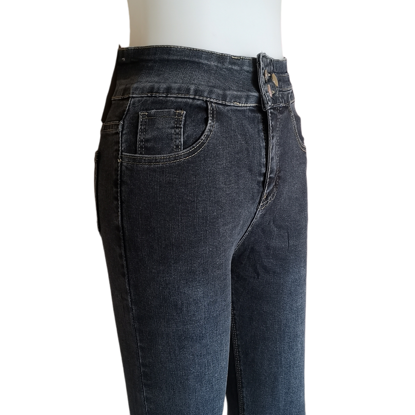 Jeans344 กางเกงยีนส์ขายาวทรงเดฟสีดำเอวสูง ผ้ายีนส์แท้ยีนส์ฟอกยืดนิ่ม แฟชั่นนำเข้าเกรดพรีเมียม ผ้านุ่มน่าใส่ทรงสวยงานดี แมทช์กับอะไรก็เข้า