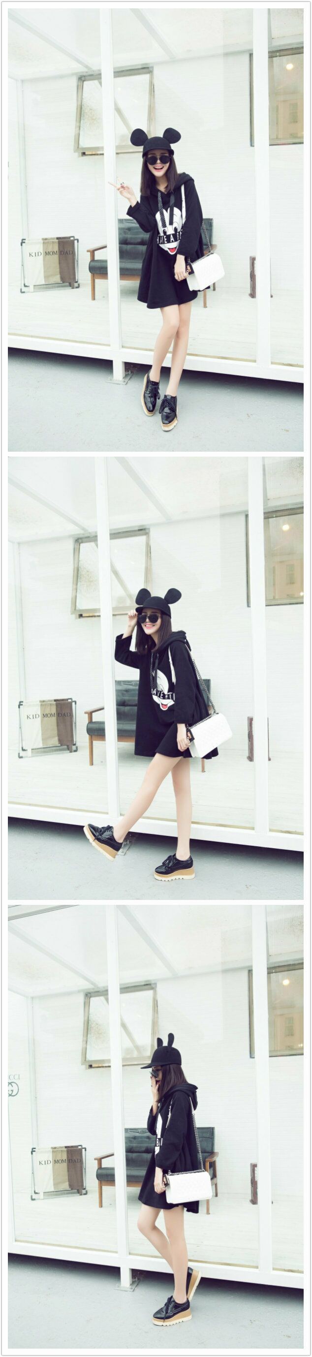 เสื้อแขนยาว สกรีนลายมิกกี้เมาส์ น่ารัก ผ้า cotton ไม่หนา ใส่เป็นเสื้อตัวยาวได้ค่ะ black