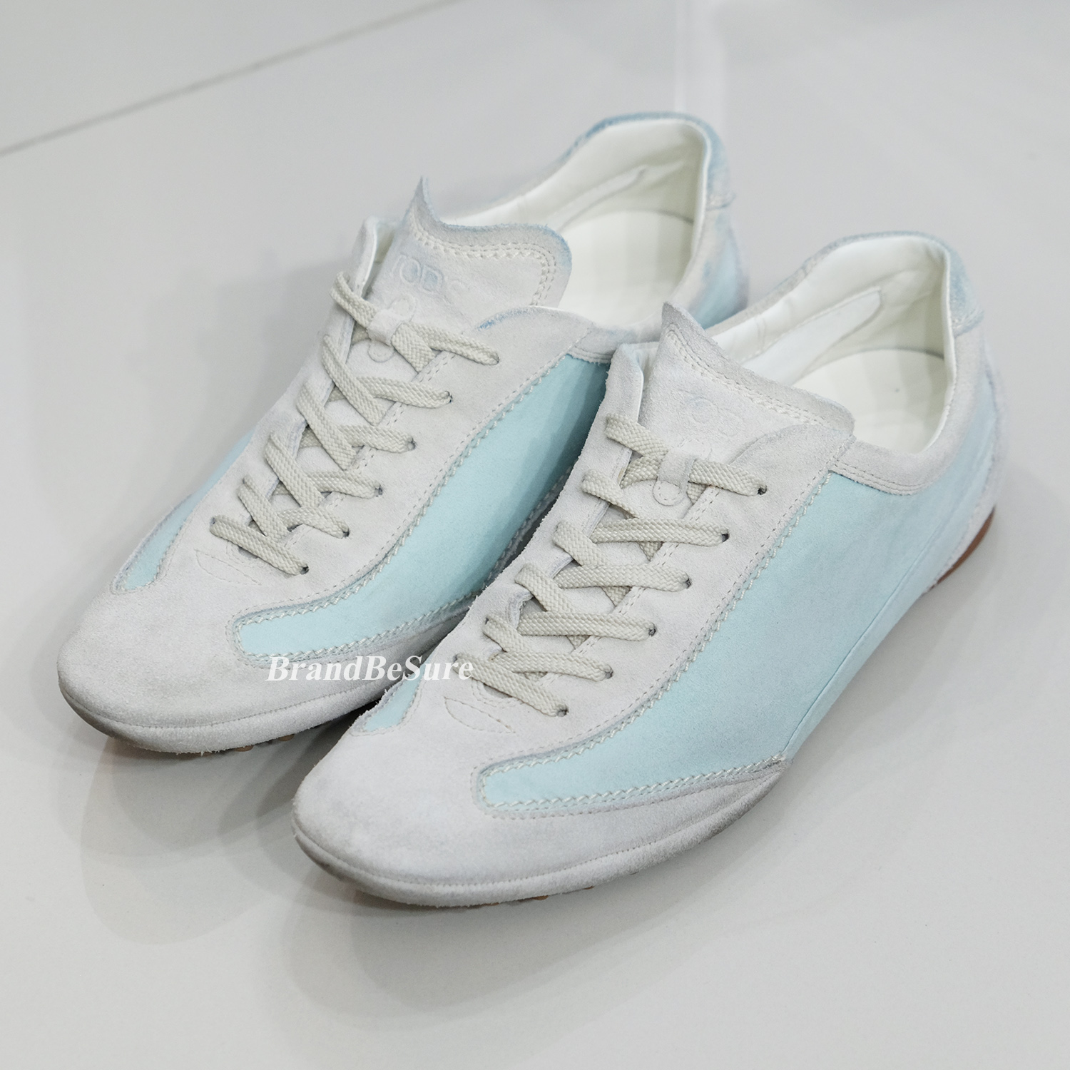 Tod's Beige/Vert "Owens Gommini Allacciato" Sneakers Size 40