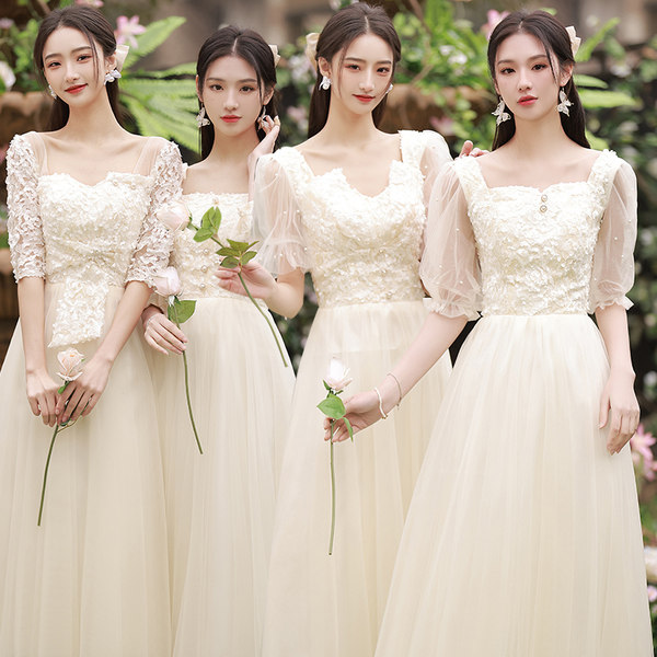 ชุดเพื่อนเจ้าสาวสีครีม ชุดเพื่อนเจ้าสาว ชุดไปงานแต่งงาน