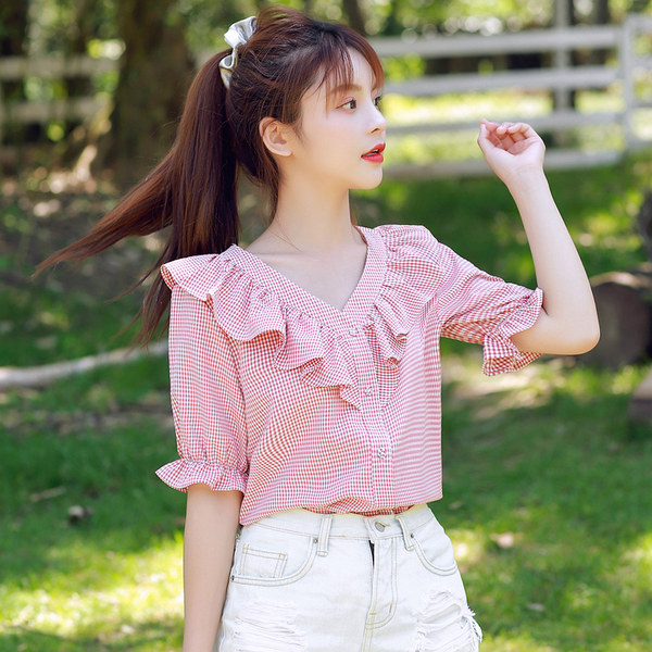 เสื้อลูกไม้ แขนสั้น