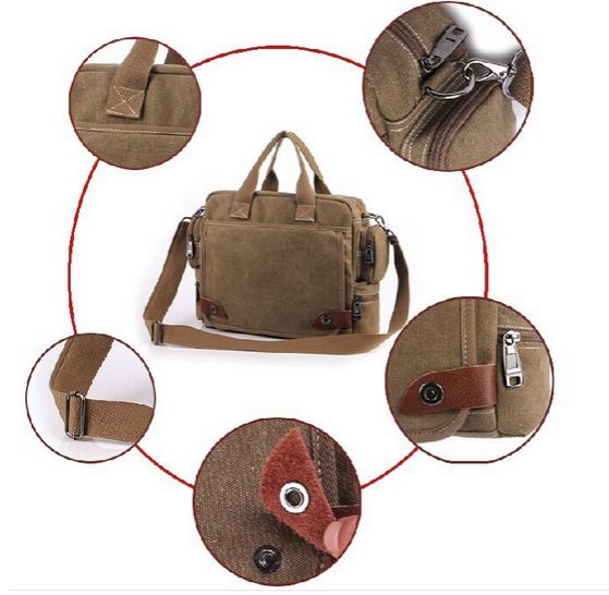 กระเป๋าสะพายข้าง กระเป๋า ผ้าแคนวาส ใส่เอกสาร ใส่ Notebook กระเป๋าอเนกประสงค์ แนวเซอร์ ๆ ใช้ได้ทุกสถานการณ์ สีดำ น้ำตาล หลากสี 528113