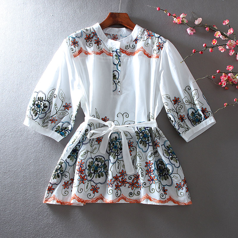 เสื้อลินิน เสื้อผ้าฝ้ายลินิน เสื้อเชิ้ตผ้าลินิน ปักลายสวยๆด้วยด้าย สไตล์VINTAGE BY Dreamroom
