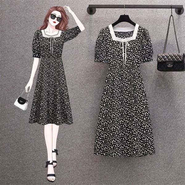 เดรสคนอ้วน เดรสสาวอวบ ชุดเดรสคนอ้วนวัยรุ่นแขนสั้น BY PLUS SIZE Girl