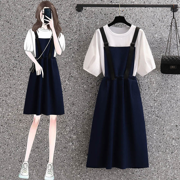 เดรสคนอ้วน เดรสสาวอวบ ชุดเดรสคนอ้วนวัยรุ่นแขนสั้น BY PLUS SIZE Girl
