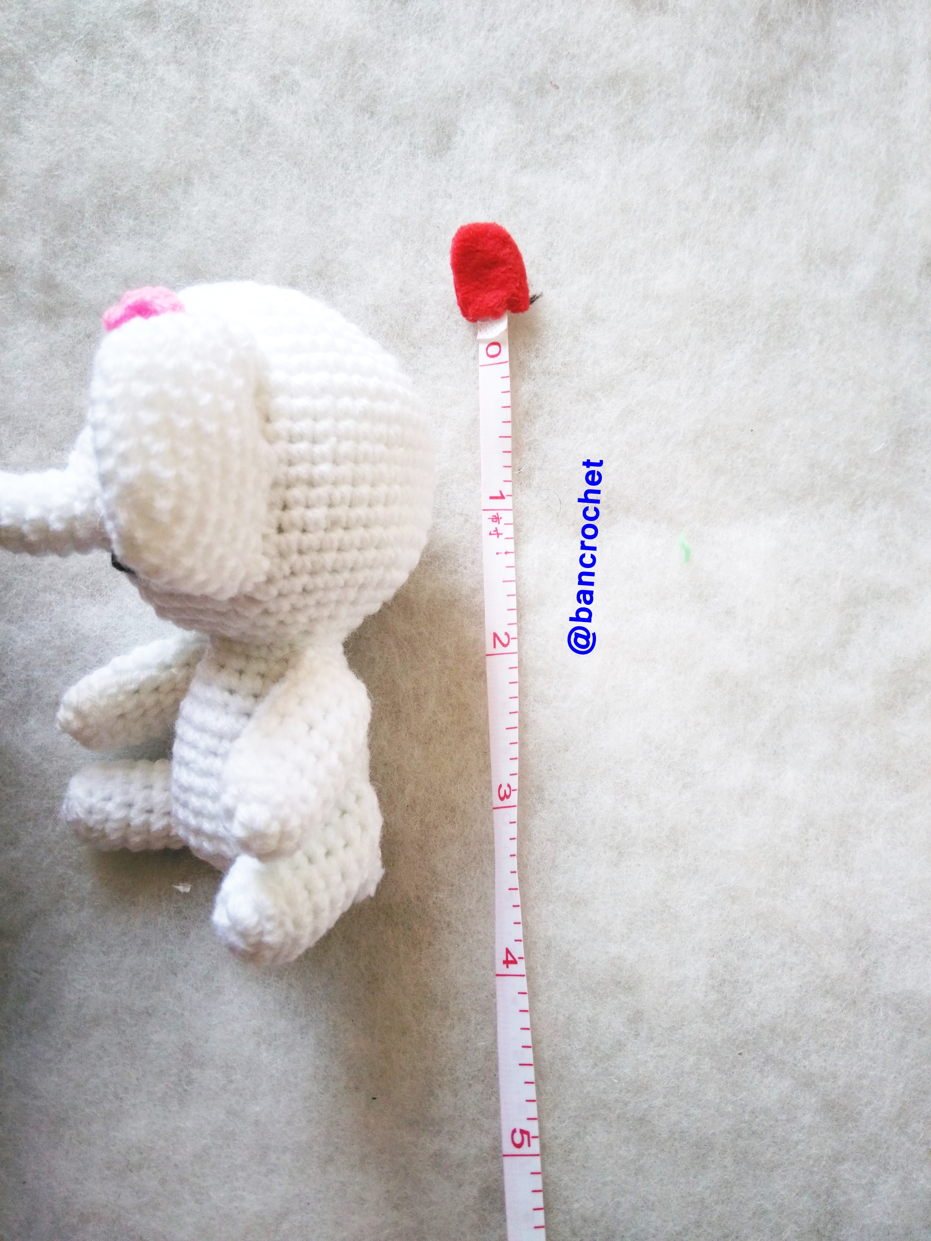 Bancrochet ช้างถักโครเชต์ Crochet elephant doll สีขาว 4 นิ้ว