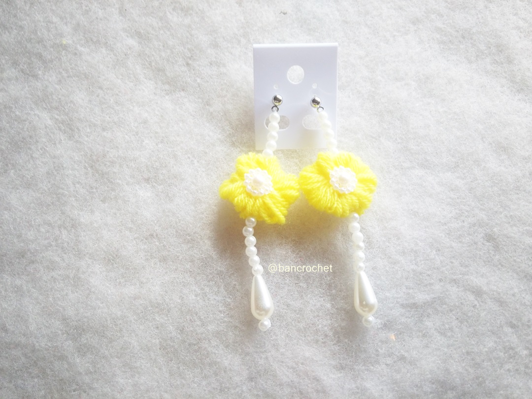 Bancrochet ต่างหูถักโครเชต์ crochet earrings หลากสี 4-6 นิ้ว