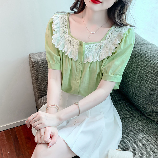 เสื้อลูกไม้ แขนสั้น