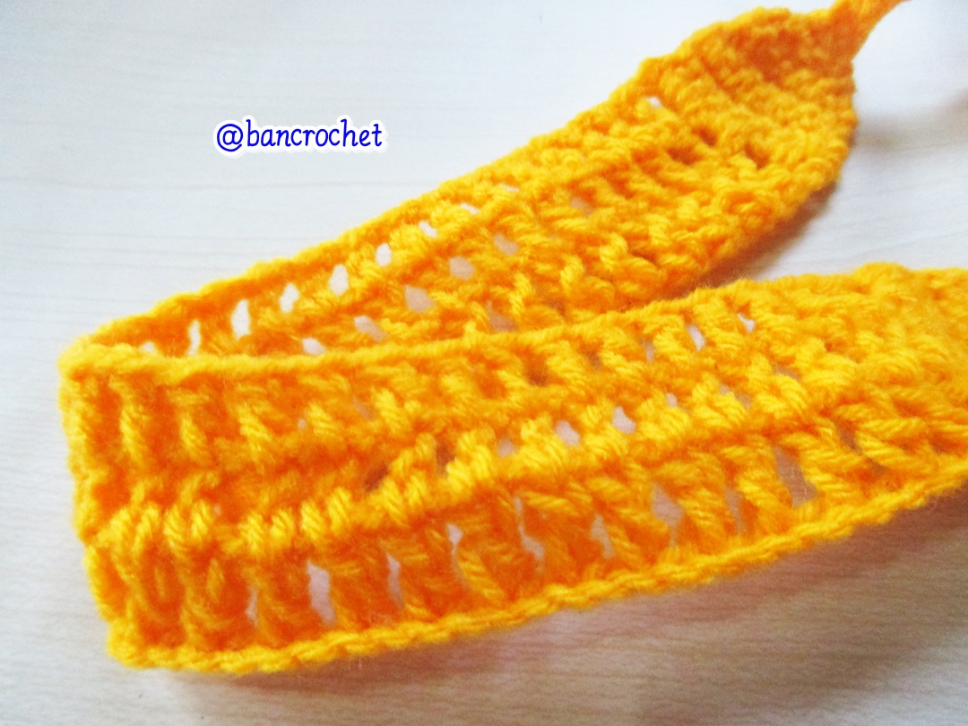 Bancrochet ที่คาดผมถักโครเชต์ crochet headband เหลืองอมส้ม 1-1.5*13 inch