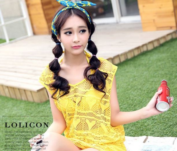 ชุดว่ายน้ำ ทูพีช แถม ชุดคลุม ชุดว่ายน้ำ ตาข่าย เสื้อคลุมแบบมี ฮู้ด แบบเก๋ สีเหลือง สีสันสดใส บิกินี่ แถมเสื้อคลุมว่ายน้ำ ราคาถูก สุด ๆ 819339