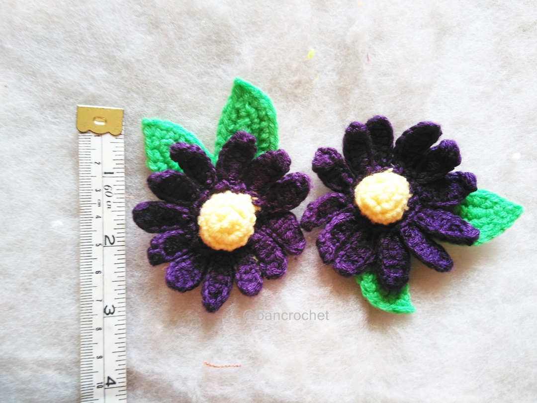 Bancrochet ดอกดาวกระจายสีม่วงเข้ม Dark Purple Sulfur Cosmos flowers ม่วงเข้ม 3 นิ้ว/inches