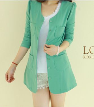เสื้อคลุมตัวยาว พร้อมส่ง สีเขียวอมฟ้า สไตล์เกาหลี เก๋ๆ สีเขียวอมฟ้า สีเข้มกว่าในรูป มีรูปสินค้าจริง