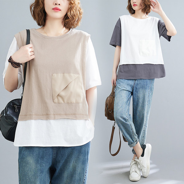 เสื้อลินินคนอ้วน เสื้อทีเชิ้ตคนอ้วนผู้หญิง เสื้อทีเชิ้ตตัวใหญ่ By Literary Plus size