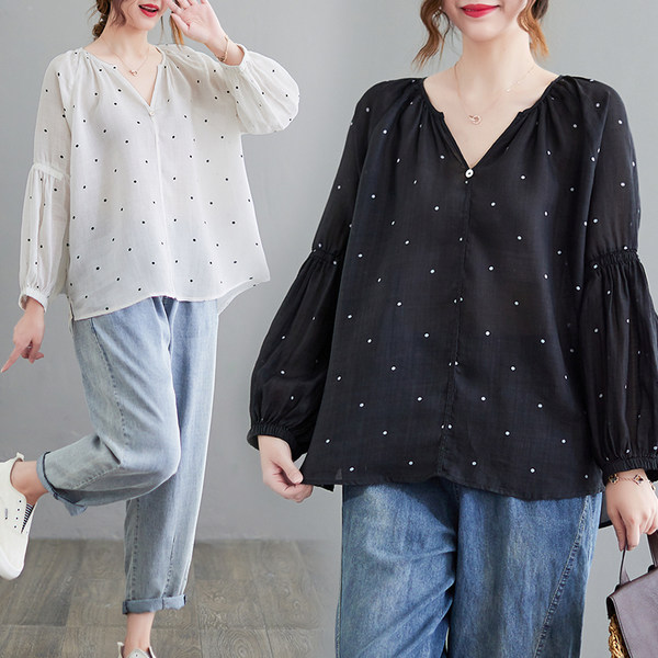 เสื้อลินินคนอ้วน เสื้อทีเชิ้ตคนอ้วนผู้หญิง เสื้อทีเชิ้ตตัวใหญ่ By Literary Plus size