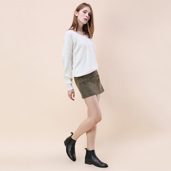 เสื้อแฟชั่นไหมพรม แขนยาว ดีไซน์เก๋ ตัวสั้น แต่งไขว้ ใส่ได้ทั้ง 2 ด้าน แอบเซ็กซี่เล็กๆ มีหลายสีจ้า