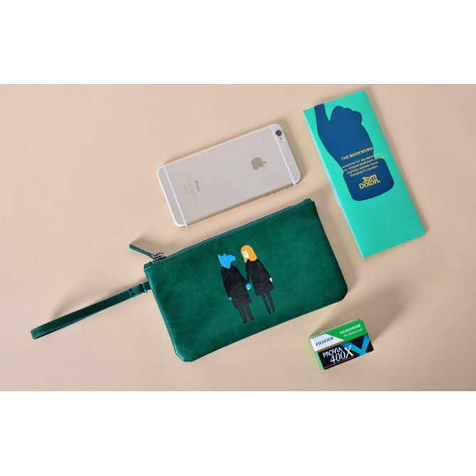 กระเป๋าคล้องมือหนัง สีเขียว แนวๆเก๋ๆ พร้อมส่ง