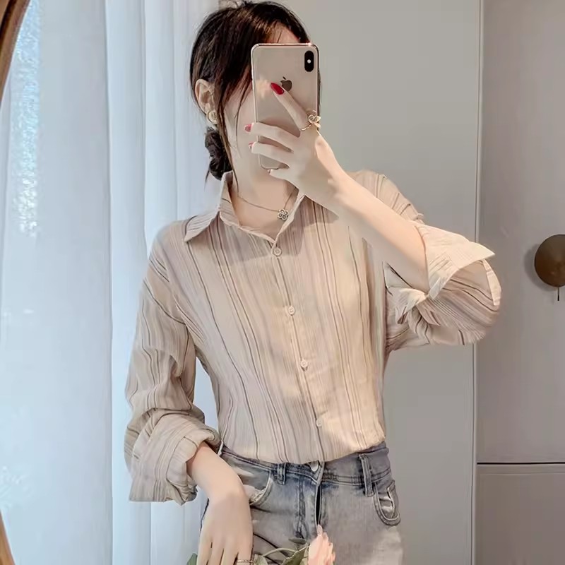 เสื้อเชิ้ตผู้หญิงแขนยาว เสื้อเชิ้ตผู้หญิงใส่ทํางาน 390 บาทต่อชิ้น ฟรีค่าจัดส่ง