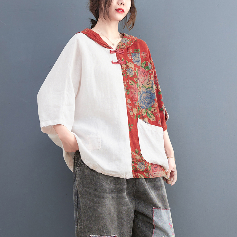 เสื้อลินินคนอ้วน เสื้อทีเชิ้ตคนอ้วนผู้หญิง เสื้อทีเชิ้ตตัวใหญ่ By Literary Plus size