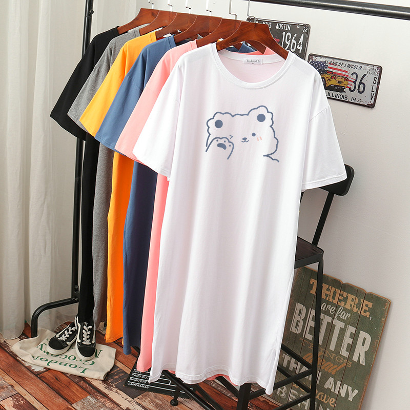 เดรสสไตล์เสื้อยืด S-3XL(อกเสื้อยืด 43- 51 นิ้ว)ใส่สบายๆอยู่บ้าน ใส่นอน