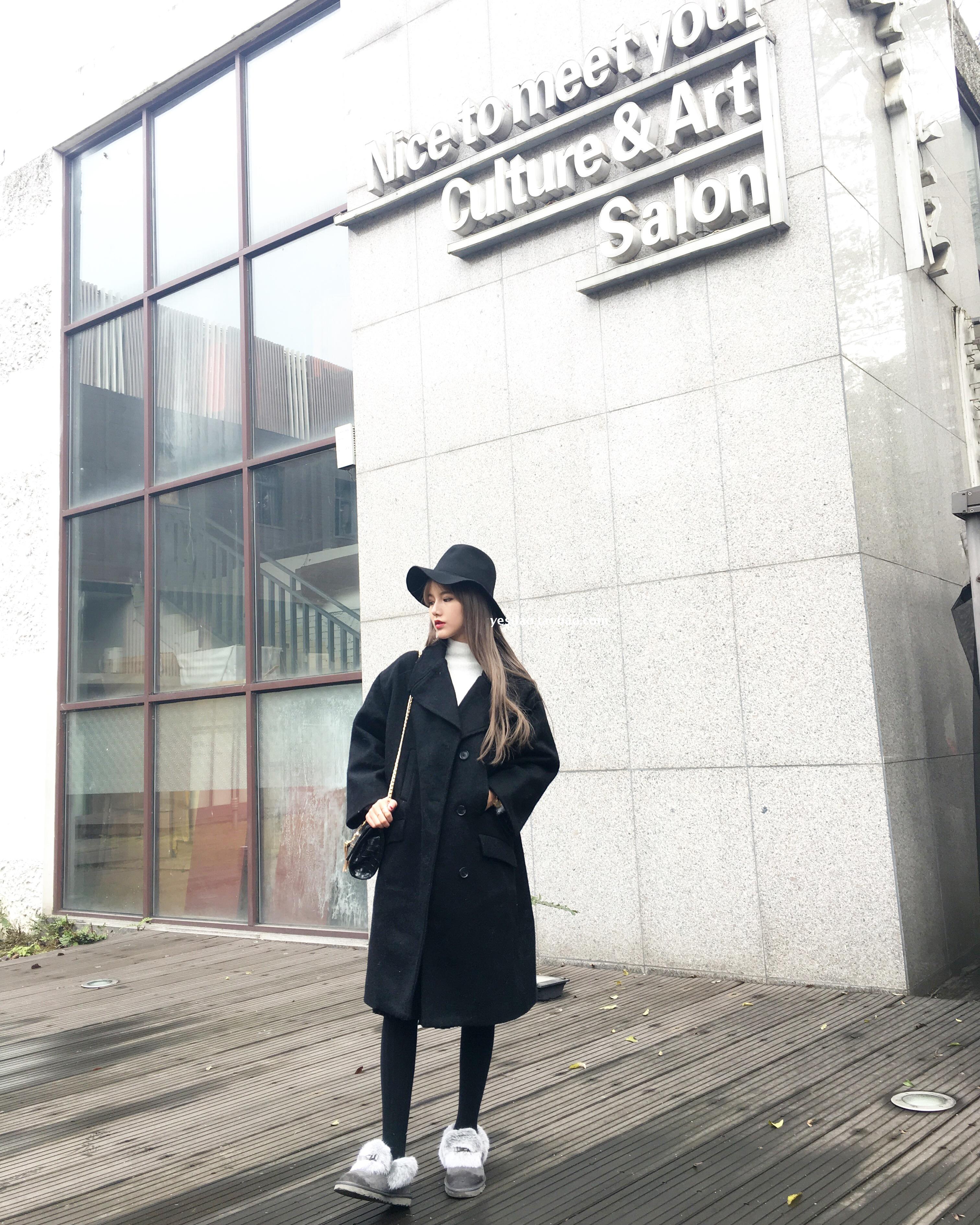 เสื้อโค้ทกันหนาว ทรงยาวโคล่ง แต่งกระเป๋า 4 จุด (กระเป๋าจริง) ผ้าวูลเนื้อละเอียด บุซับในกันลม งานดีค่าา พร้อมส่ง สีดำ