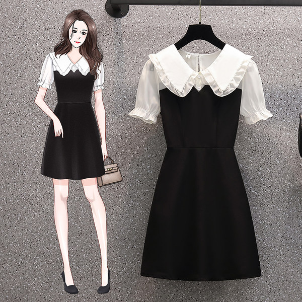 เดรสคนอ้วน เดรสสาวอวบ ชุดเดรสคนอ้วนวัยรุ่นแขนสั้น BY PLUS SIZE Girl