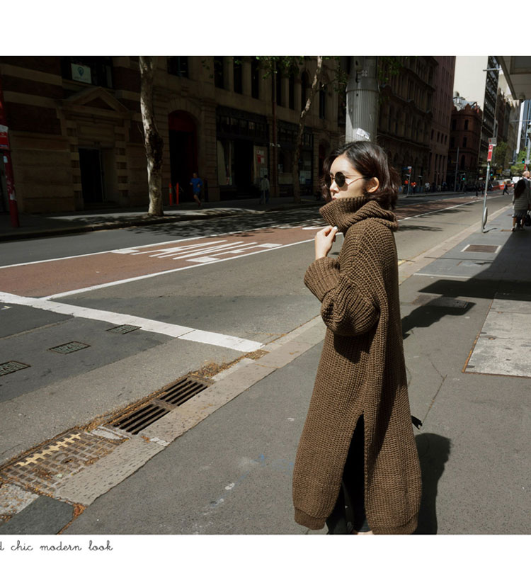 เสื้อไหมพรมคอเต่าตัวยาวโคล่ง ไหมพรมอุ่น ยืดได้เยอะ เรียบแต่เก๋