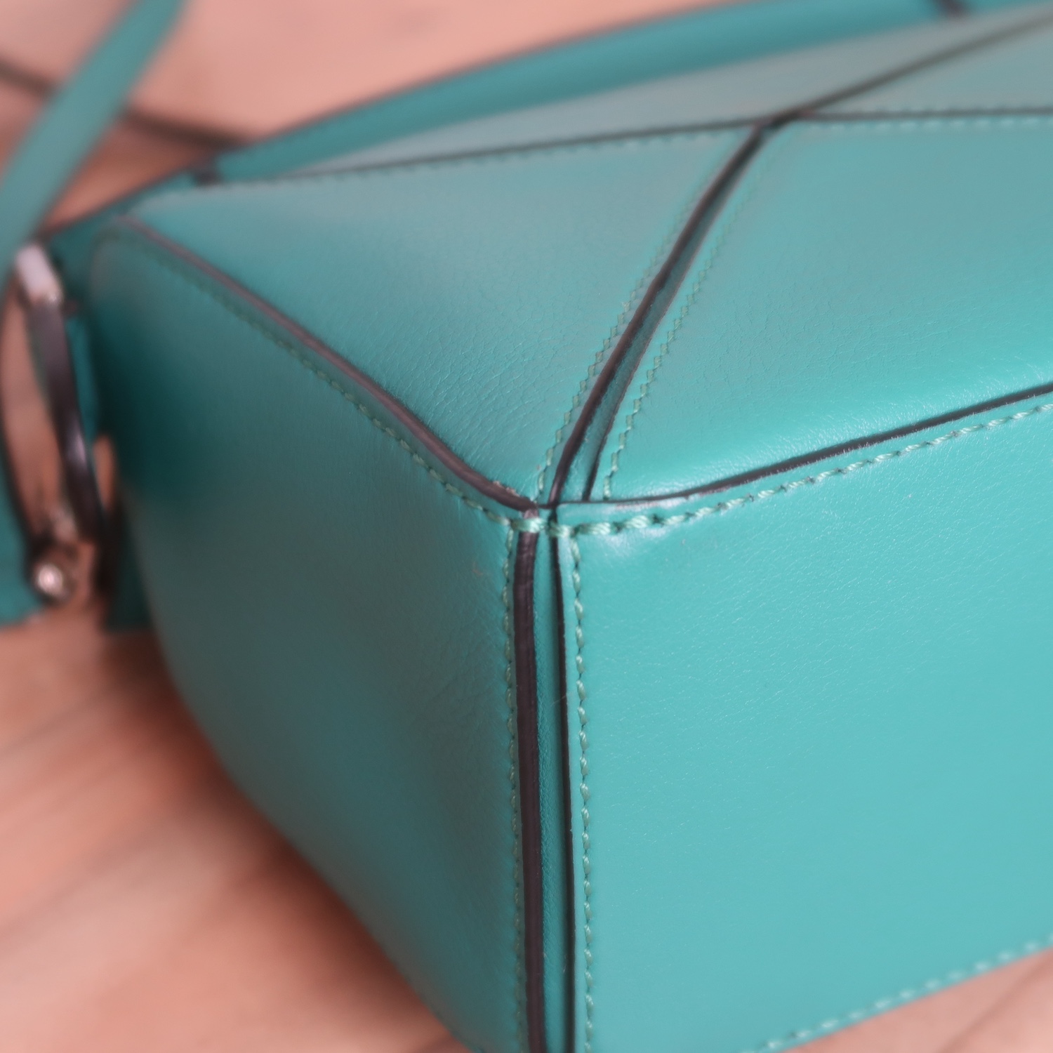 Loewe Emerald Green Calfskin Puzzle Mini SHW