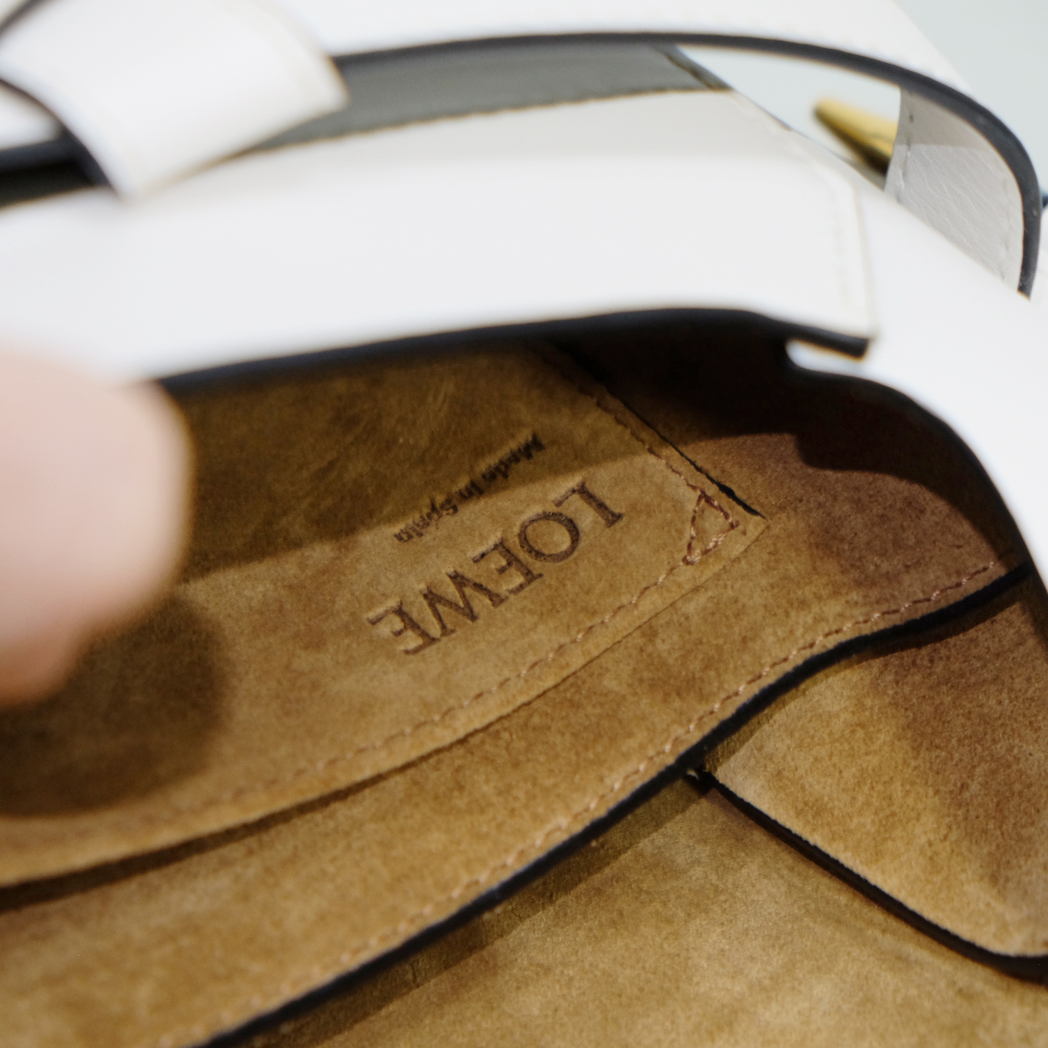 Loewe White/Khaki Calf Leather Small Gate