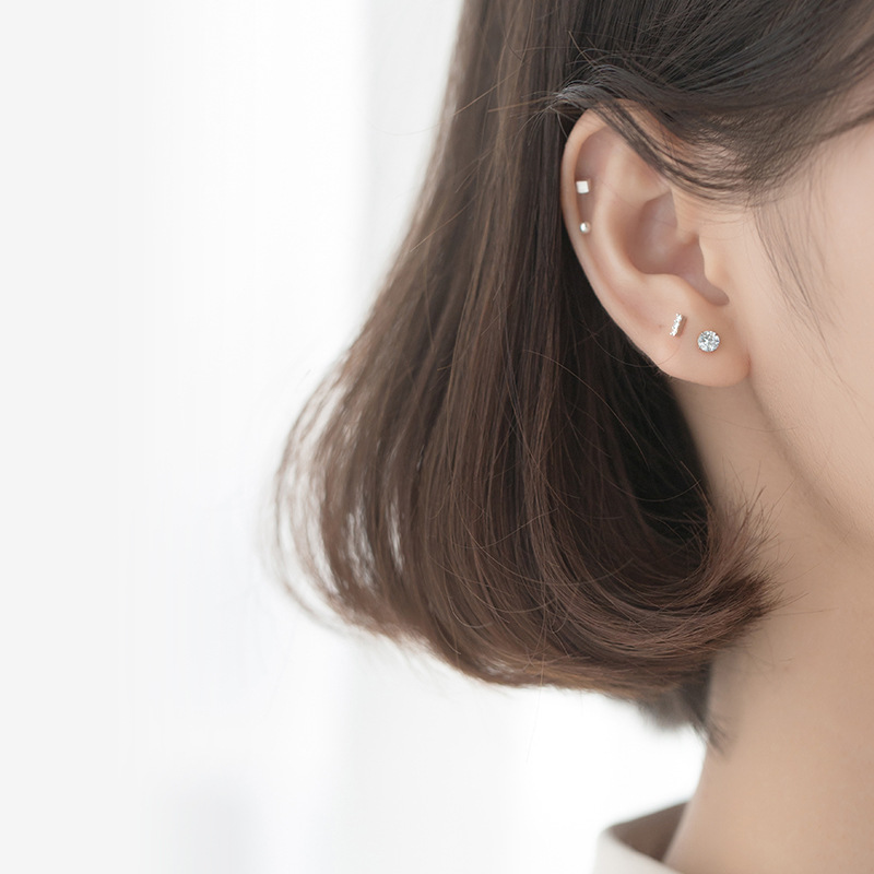 ต่างหูเงินแท้ทั้งชิ้น S925 รุ่น 5Mix ต่างหูก้านเสียบ Stud เซ็ต5แบบ ตุ้มหูเงินแท้ทั้งชิ้น Silver925