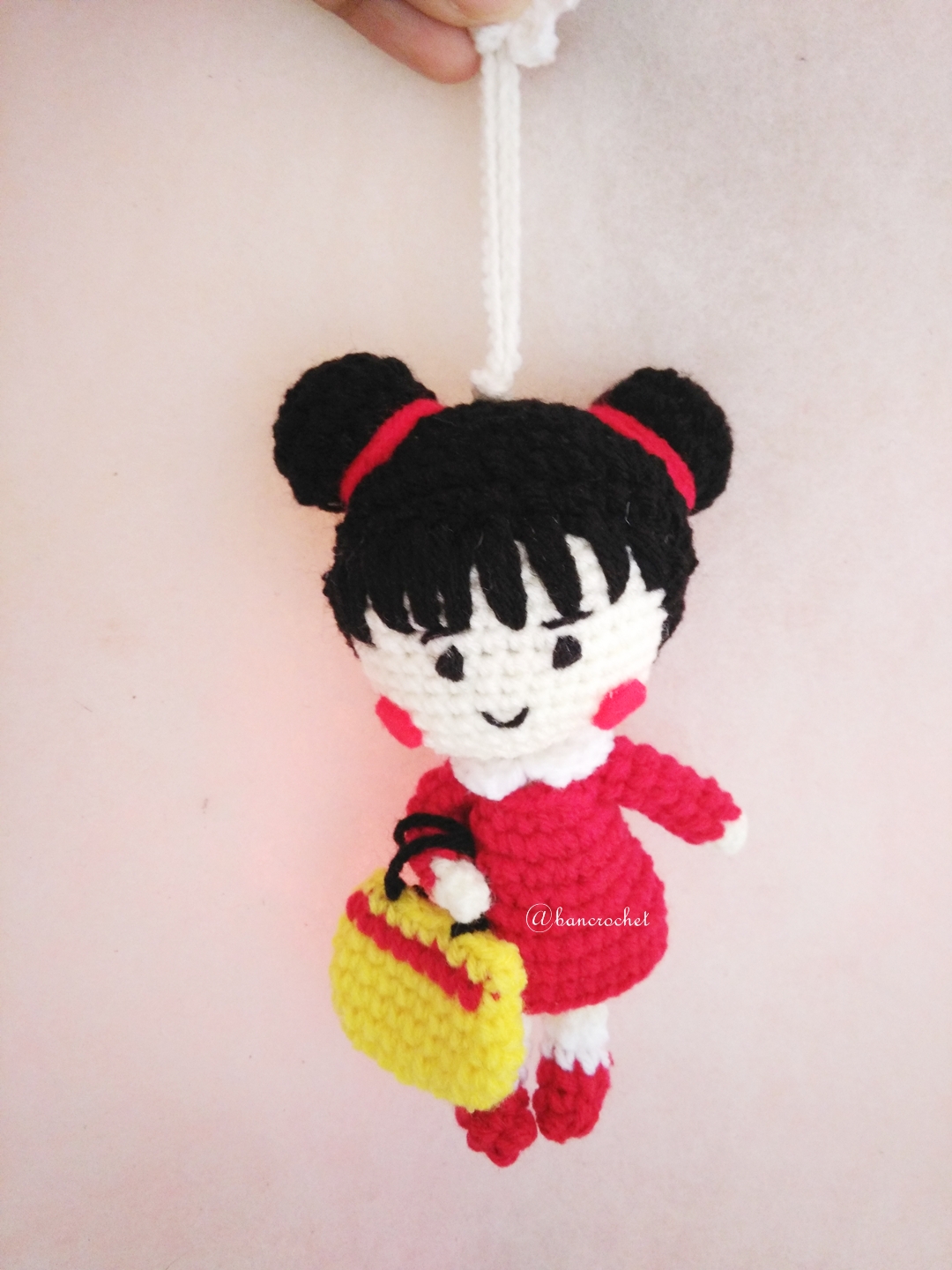 พวงกุญแจมารูโกะถักไหมพรม ขนาด 4 นิ้ว maroko crochet keychain 4 inch