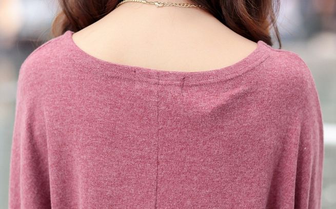 เสื้อยืด แฟชั่น คอกว้าง แบบ มีดีไซน์ เสื้อคอกว้าง แฟชั่นยุโรป เสื้อแขนยาว เอวจั้ม แขนจั้ม ตัวใหญ่ ใส่สบาย สีชมพู 723736_2