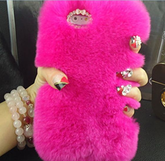 เคส iphone 6 6 plus เคสขนเฟอร์ ขนกระต่ายแท้ ขนาด 4.7 และ 5.5 นิ้ว เคสขนกระต่าย ทำความสะอาดได้ สีชมพู ดอกกุหลาบ 403364_4