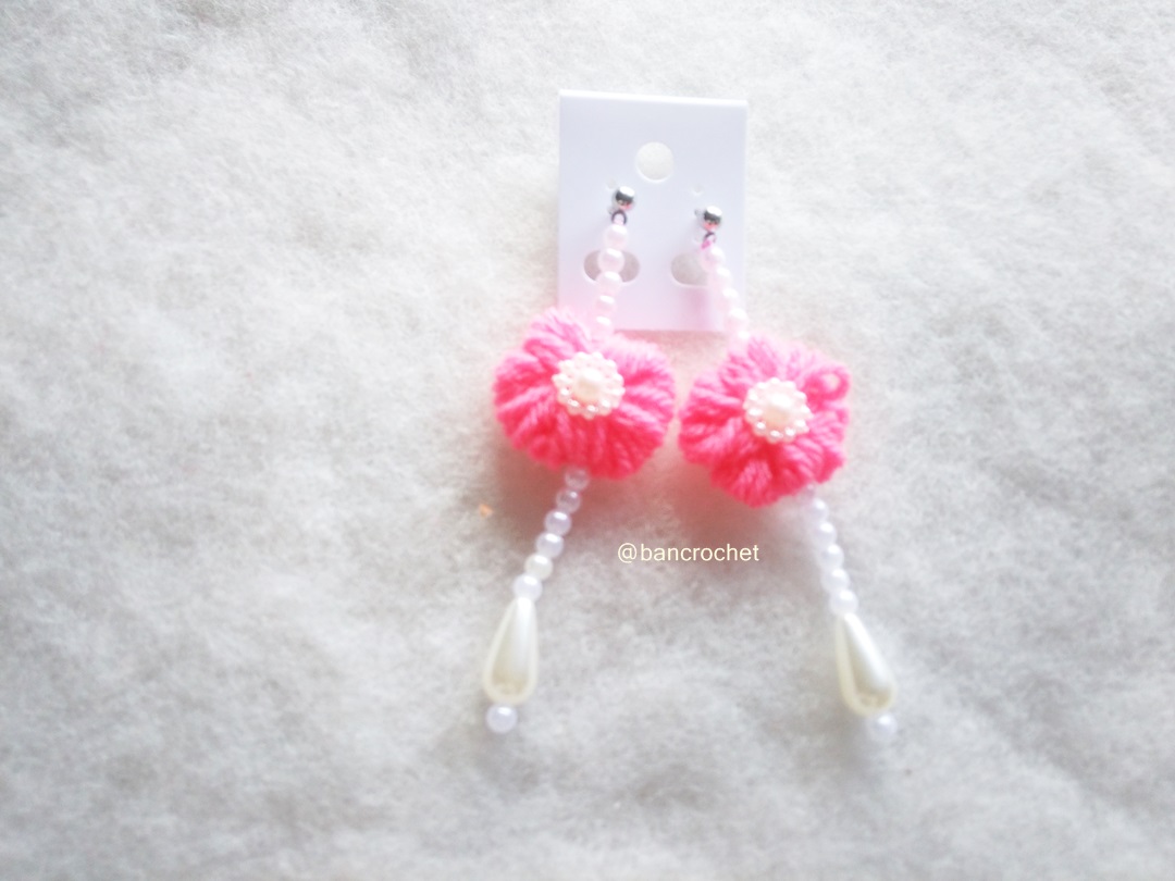 Bancrochet ต่างหูถักโครเชต์ crochet earrings หลากสี 4-6 นิ้ว