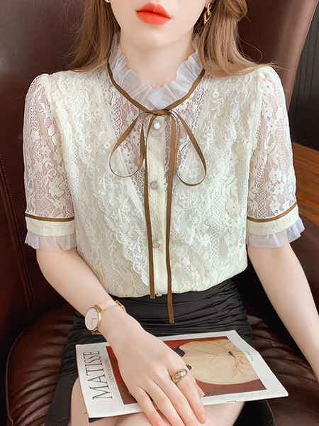 เสื้อลูกไม้ แขนสั้น