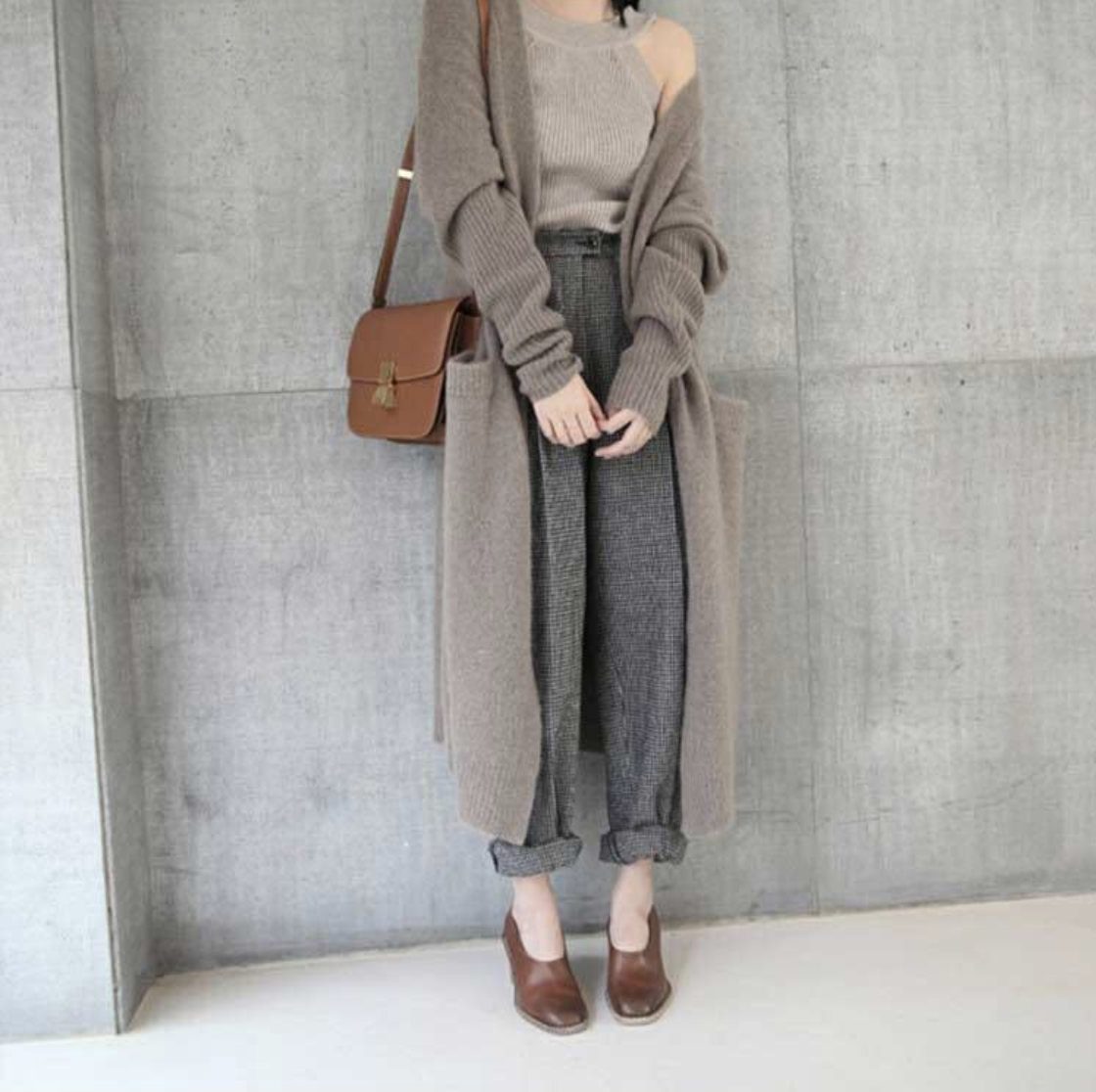 เสื้อคลุมกันหนาว ไหมพรม พร้อมส่ง แบบเก๋ ใส่ได้ทุกโอกาส น้ำตาลเบจ freesize