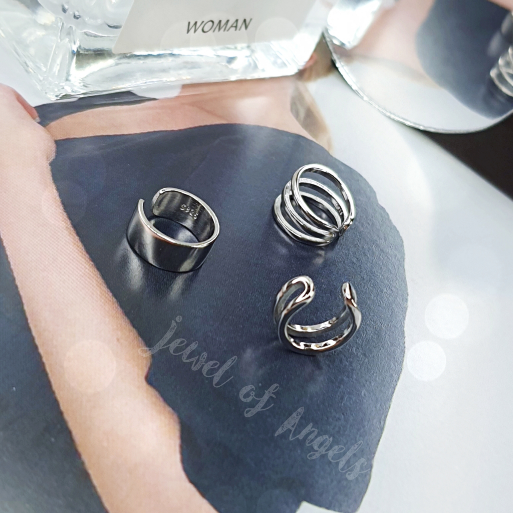 ต่างหูหนีบ Ear Cuff รุ่น Energy เงินแท้S925 ต่างหูคลิปหนีบแฉก 3แบบ สีเงิน Silver925