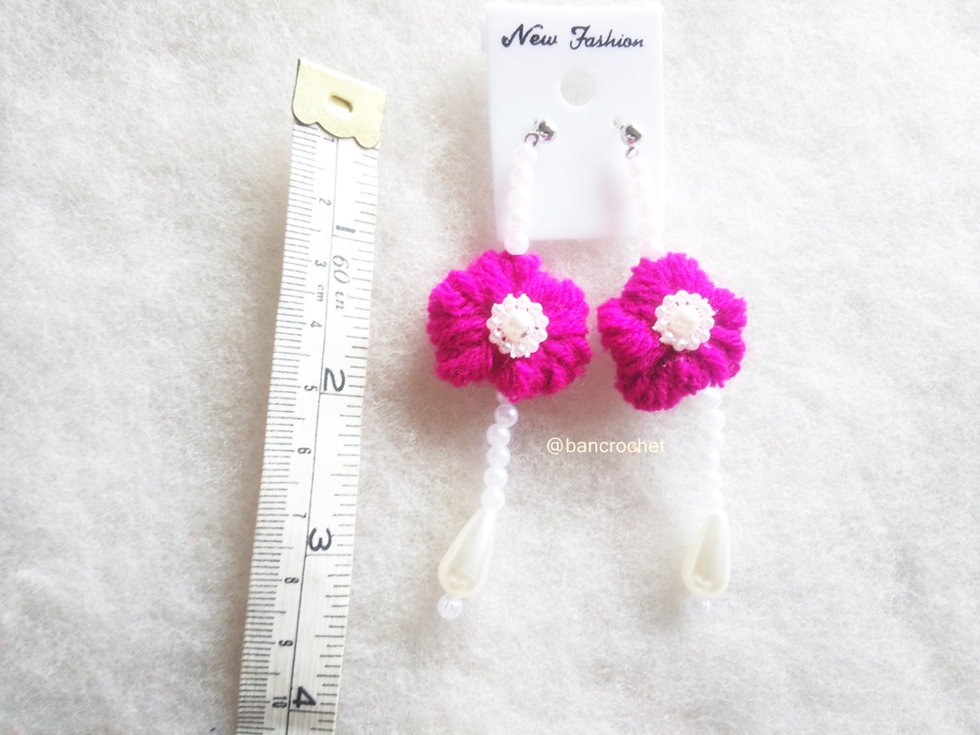 Bancrochet ต่างหูถักโครเชต์ crochet earrings หลากสี 4-6 นิ้ว