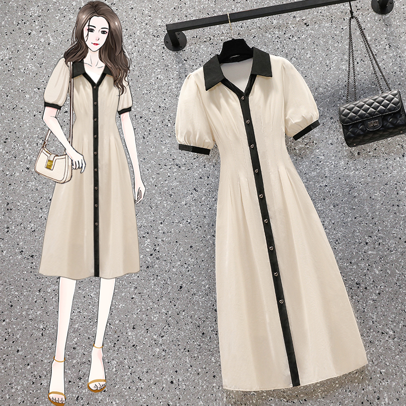 เดรสแขนสั้น มีไซส์ L-4XLอก 38-47 นิ้ว ใส่ได้ทั้งสาวหุ่นดีน่ารักจนถึงสาวอวบพลัสไซส์