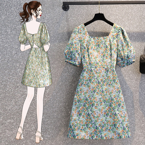 เดรสคนอ้วน เดรสสาวอวบ ชุดเดรสคนอ้วนวัยรุ่นแขนสั้น BY PLUS SIZE Girl