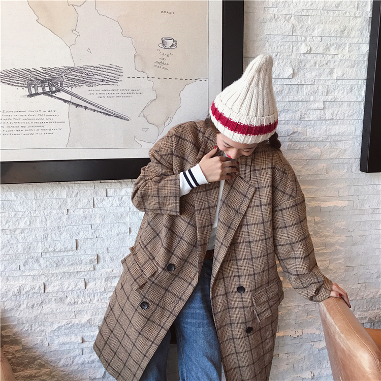 เสื้อคลุมกันหนาว สไตล์ญี่ปุ่น ผ้ากระสอบลายสก๊อต บุซับในกันลม ใครชอบแนวนี้ต้องรีบจัดเลยจ้า