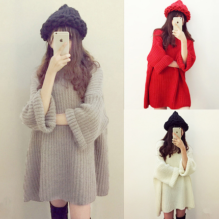 เสื้อไหมพรมตัวโคล่ง Sweater เกาหลีฝุดๆ ยืดได้เยอะ พร้อมส่ง