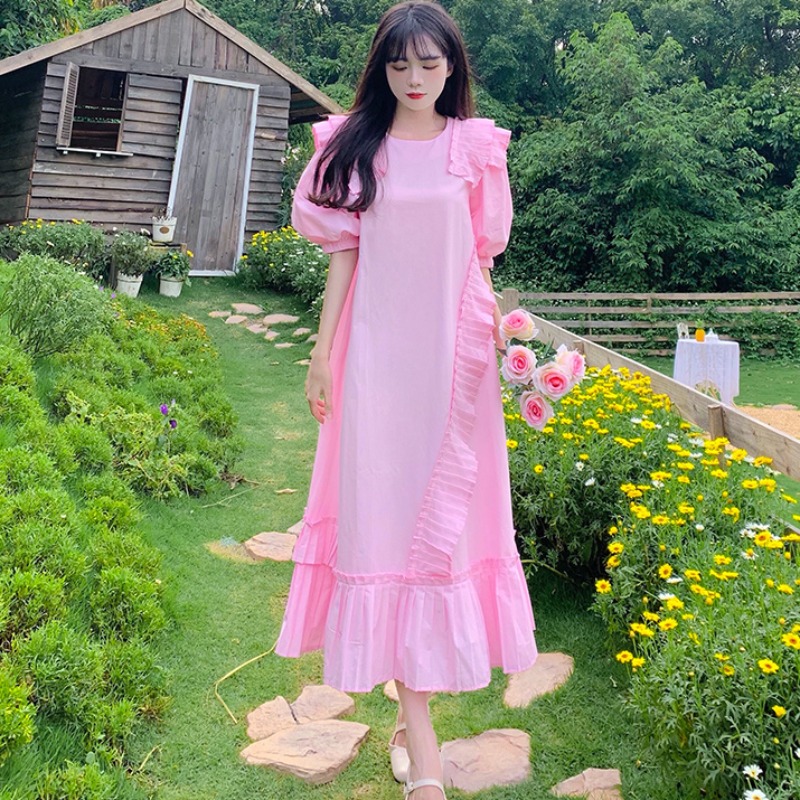 เดรสแขนสั้น มีไซส์ L-4XLอก 38-47 นิ้ว ใส่ได้ทั้งสาวหุ่นดีน่ารักจนถึงสาวอวบพลัสไซส์